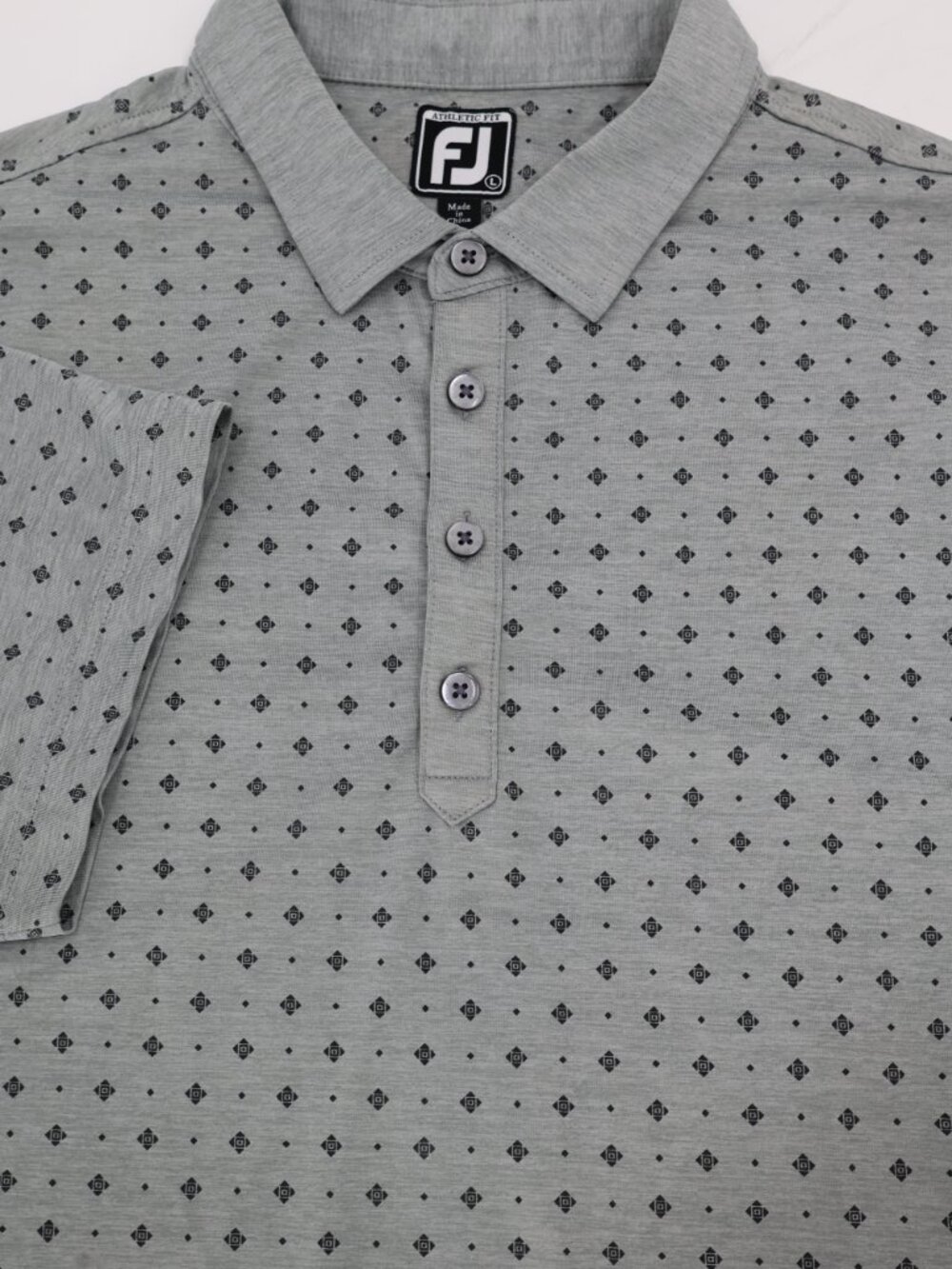 FootJoy Polo Shirt Men's Large Athletic Golf Performance Geometric Short Sleeve